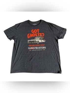 Hybrid & company Ghostbusters 'Got Ghosts?' Men’s Graphic Tee - Charcoal & Red